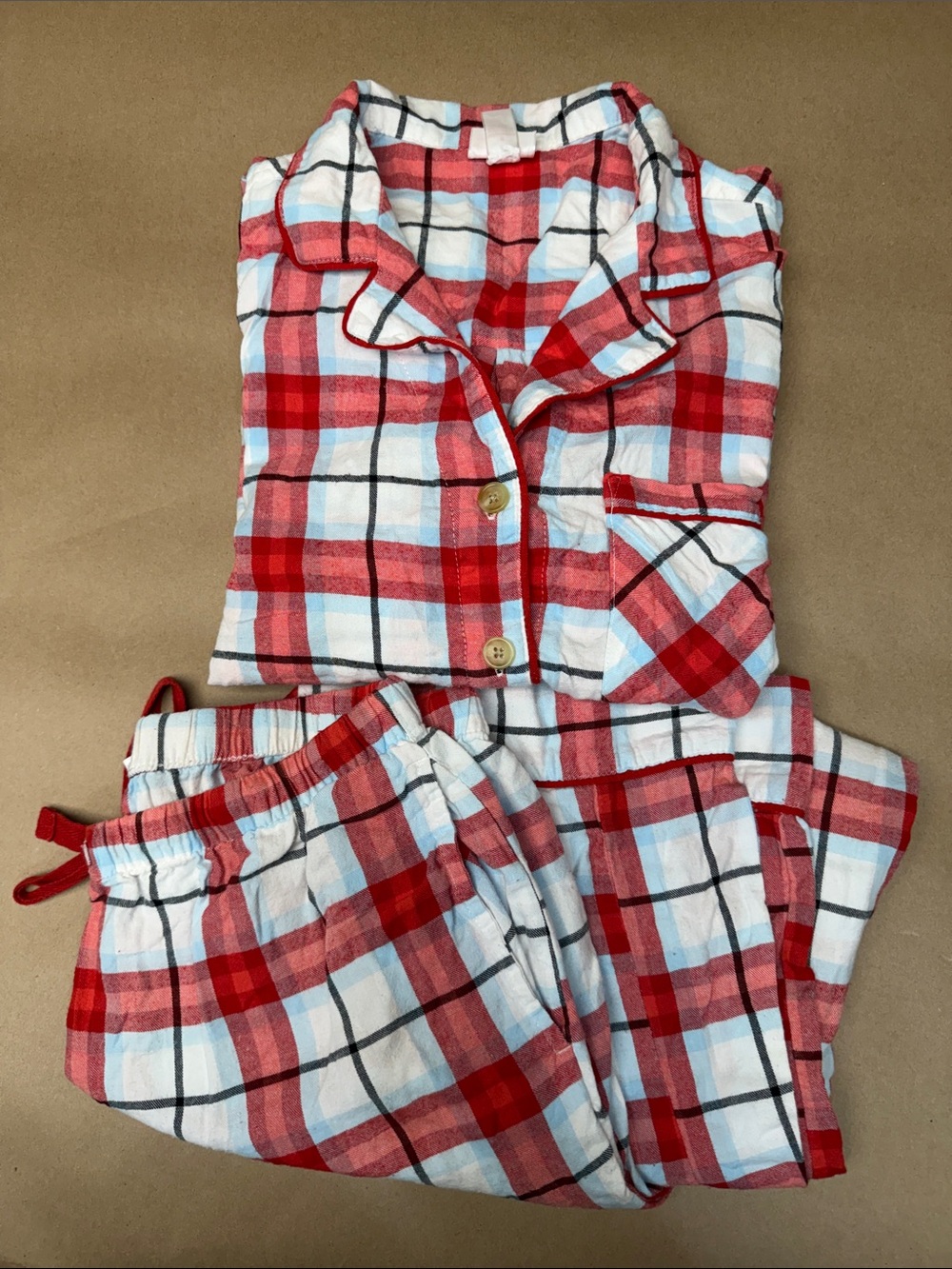 Wondershop Red, White & Light Blue Plaid Cotton Pajama Set
